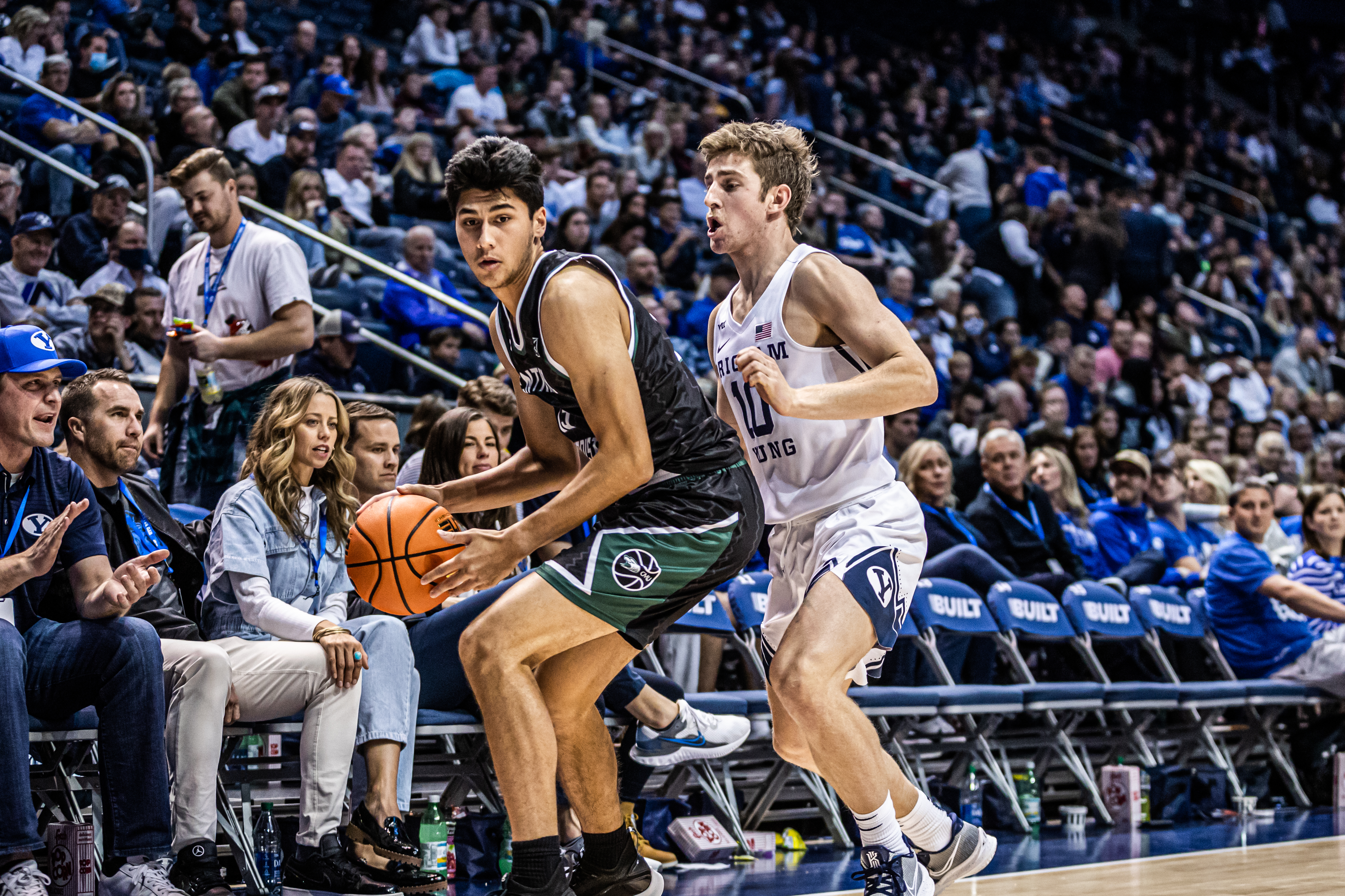 Kirby playing basketball in the Byu